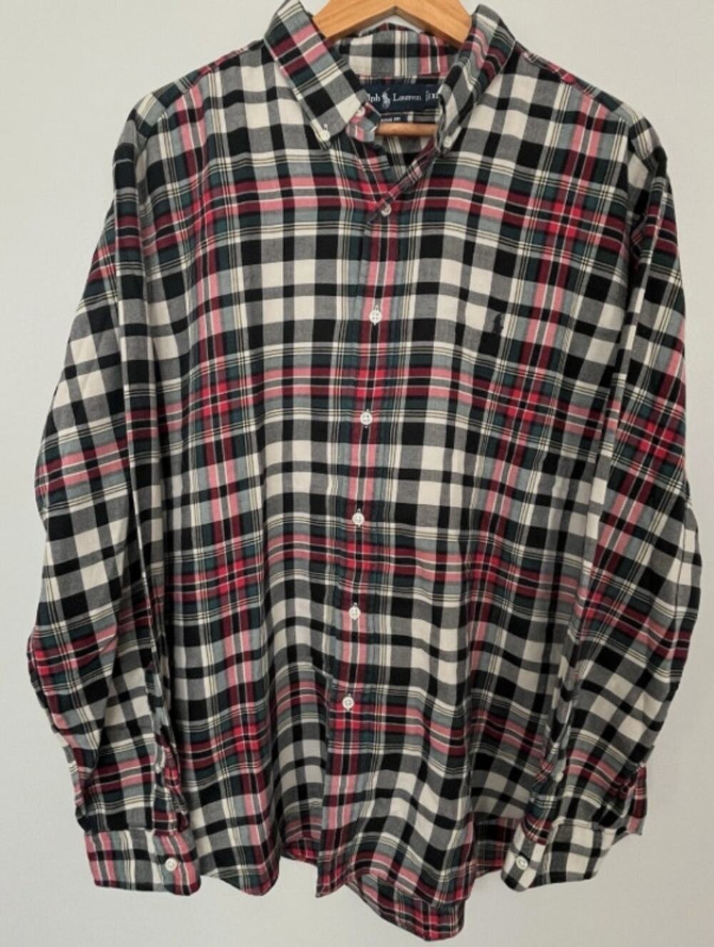 Polo Ralph Lauren Men’s XL Red Black Plaid Flannel Classic Fit Shirt
